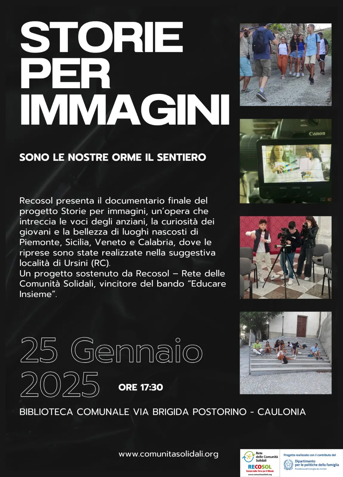 Recosol presenta a Caulonia il documentario finale del progetto \"Storie per immagini\"