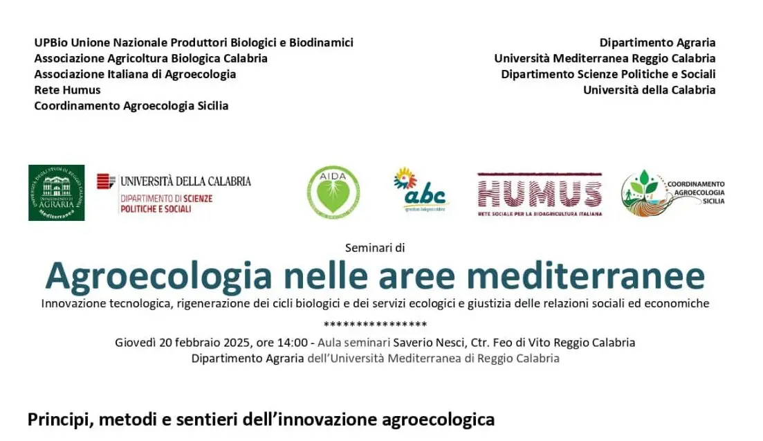 Reggio, al via \"Agroecologia in Area mediterranea\": l'evento presso l'Università Mediterranea