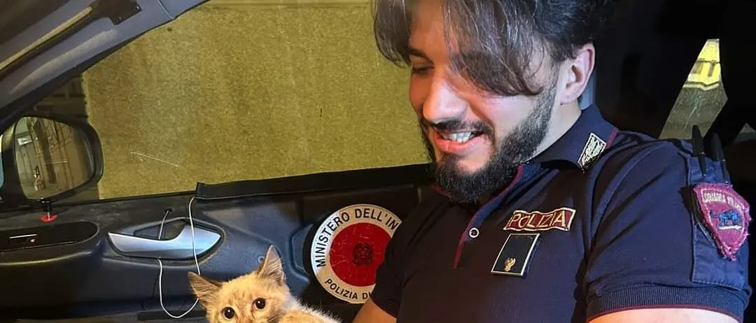 Poliziotti salvano gattino in autostrada a Reggio