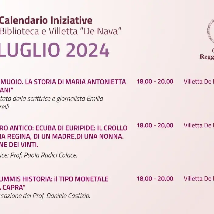 Reggio, Proseguono le attività culturali alla Biblioteca De Nava