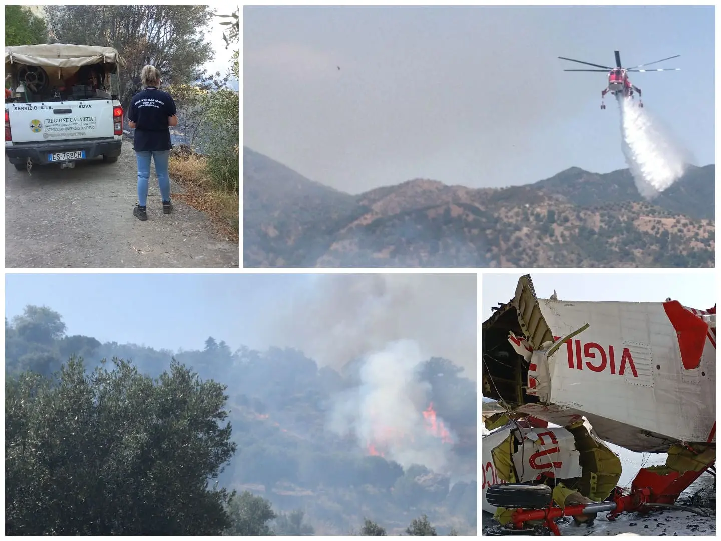 Domato l'incendio a Bova. Nelle operazioni di spegnimento coinvolto l'elicottero poi schiantatosi a Reggio
