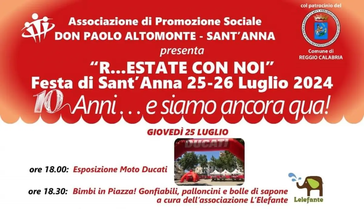 Reggio, si rinnova l'appuntamento con la festa di Sant'Anna