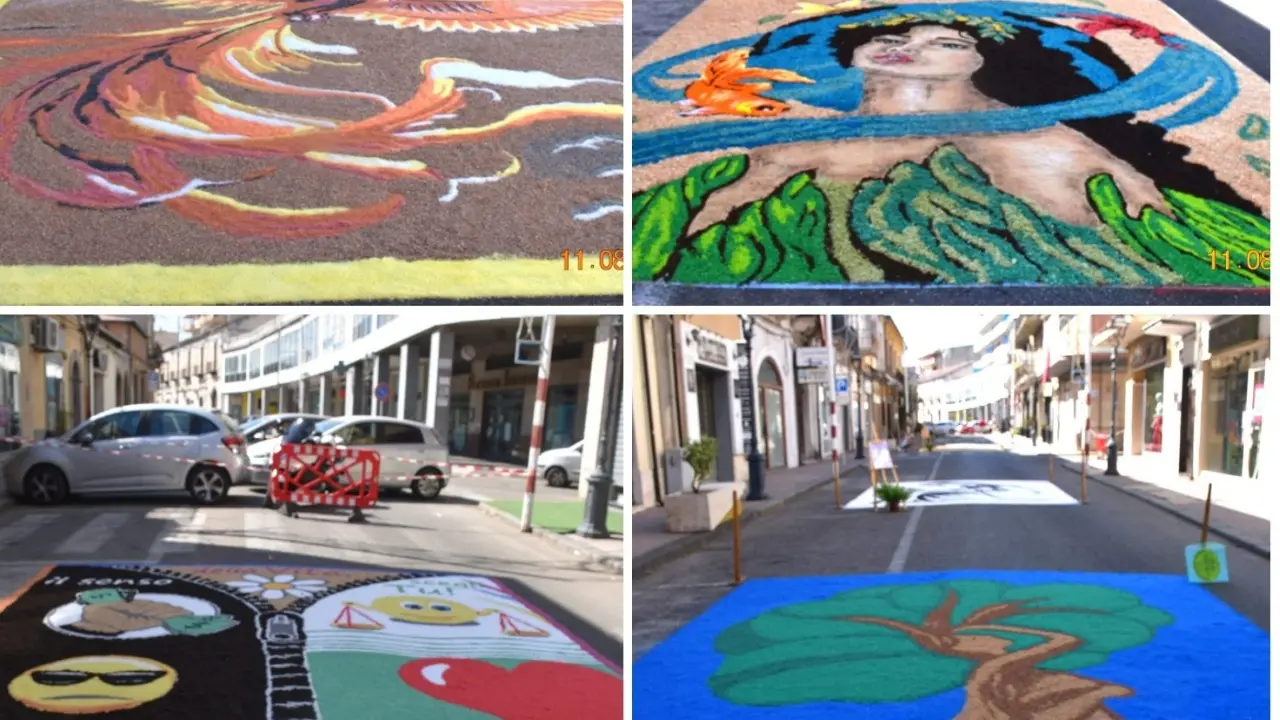 Un tripudio di fiori e di colori adornano la centralissima via Roma di Gioia Tauro in occasione della prima edizione dell’Infiorata