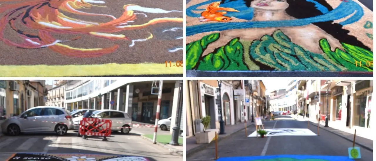 Un tripudio di fiori e di colori adornano la centralissima via Roma di Gioia Tauro in occasione della prima edizione dell’Infiorata