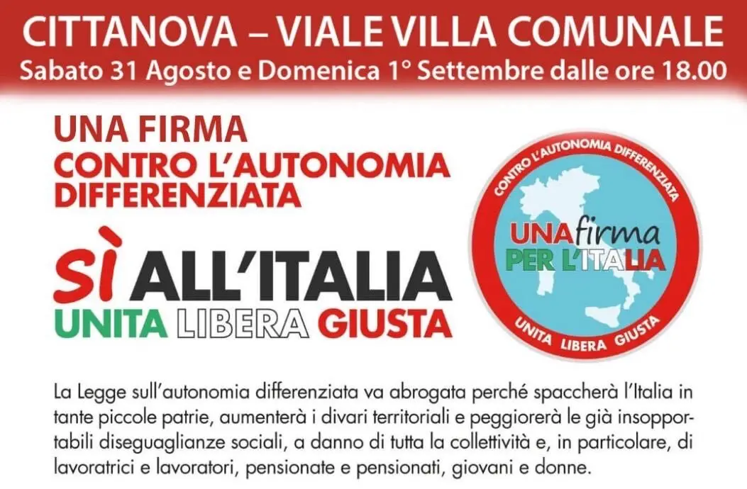 Cittanova, continua anche oggi la raccolta firme per il referendum sull'Autonomia Differenziata