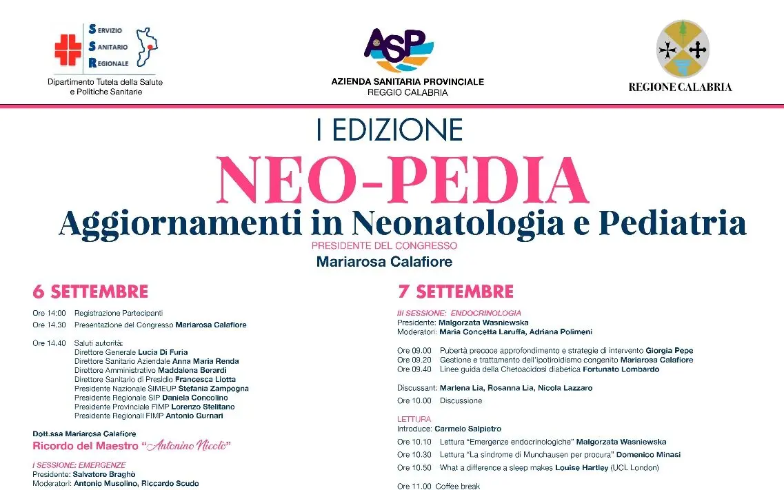 Prima edizione di \"Neo-Pedia\", convegno sugli aggiornamenti della neonatologia e pediatria