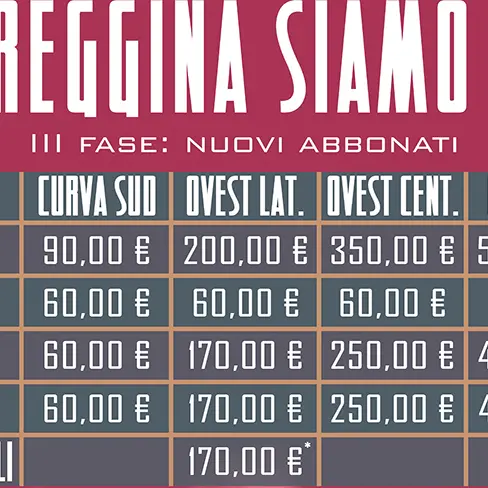 \"La Reggina Siamo Noi\", riapre la campagna abbonamenti