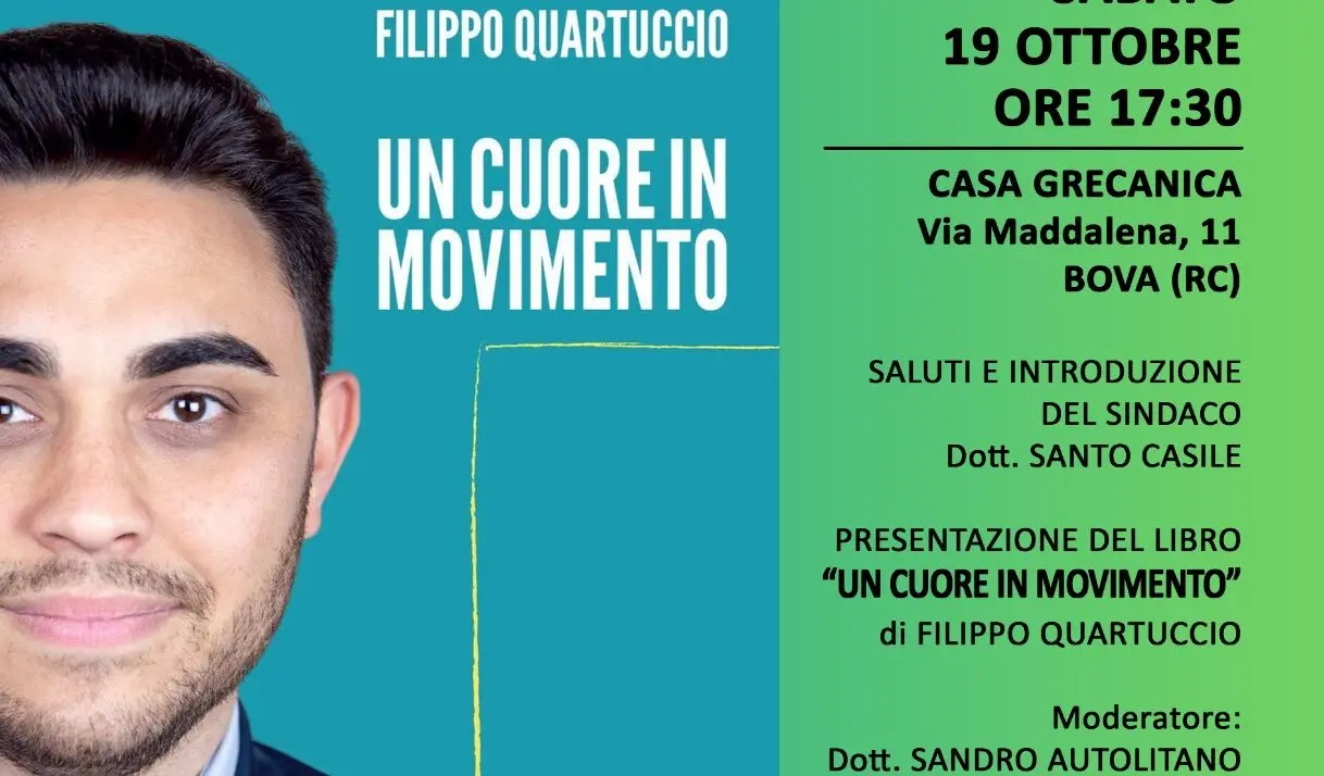 \"Un cuore in movimento\", il viaggio culturale di Filippo Quartuccio arriva a Bova