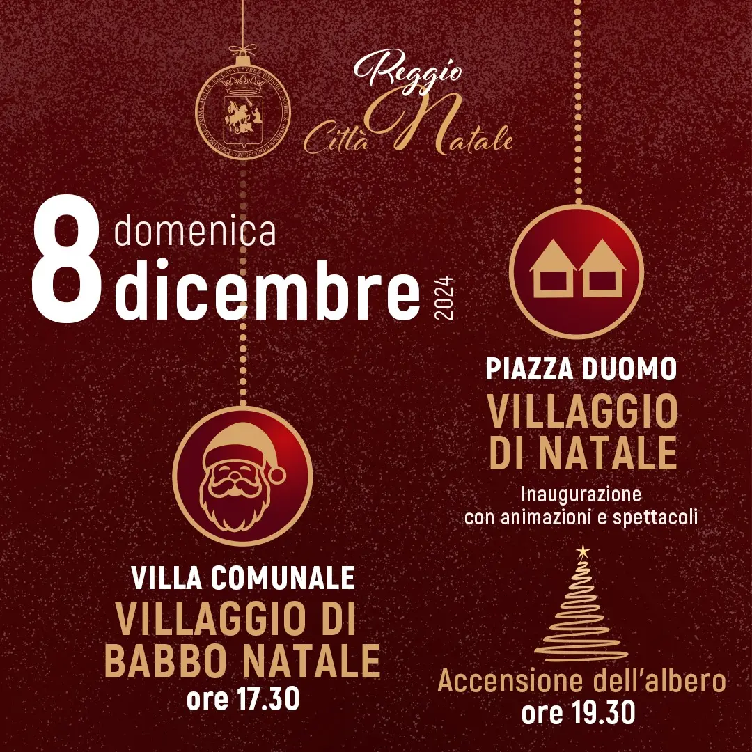 Reggio Città Natale: tutto pronto per l'inaugurazione del Villaggio di Babbo Natale e l'accensione dell'albero