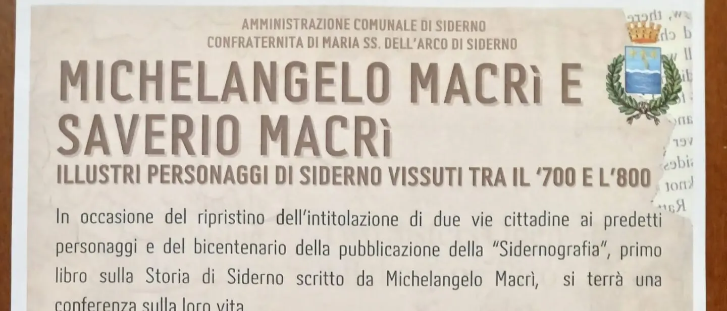 Michelangelo e Saverio Macrì, due nuove vie a Siderno e una conferenza per onorarne la memoria