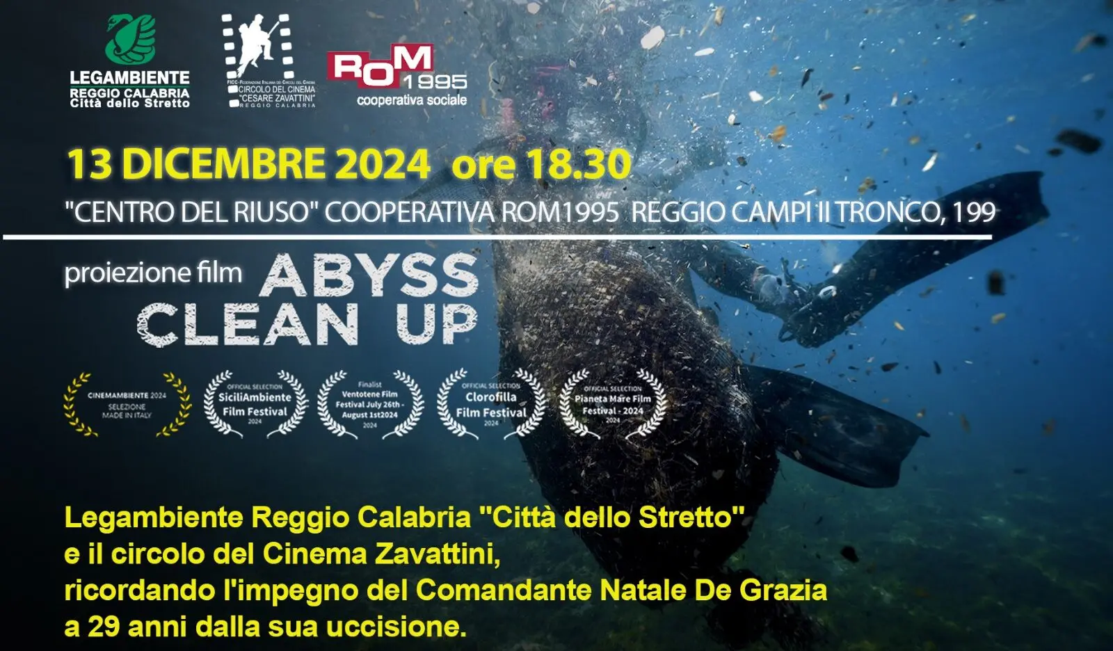 Legambiente, il documentario \"Abyss Clean Up\" in memoria di Natale De Grazia