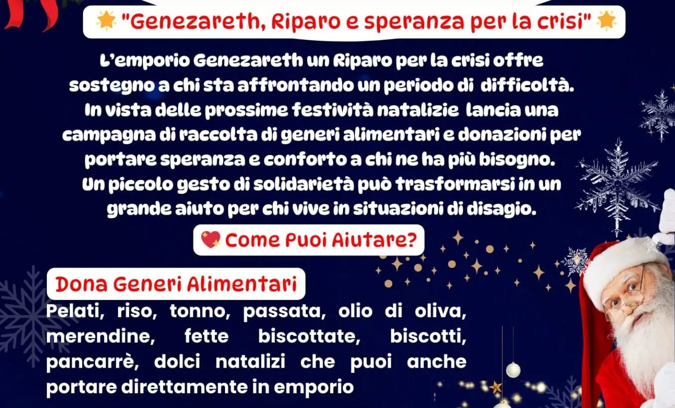 Reggio, raccolta di alimenti e donazioni: l'iniziativa dell' Emporio della Solidarietà Genezereth
