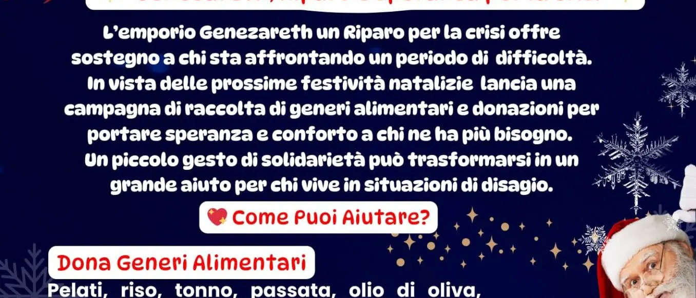 Reggio, raccolta di alimenti e donazioni: l'iniziativa dell' Emporio della Solidarietà Genezereth