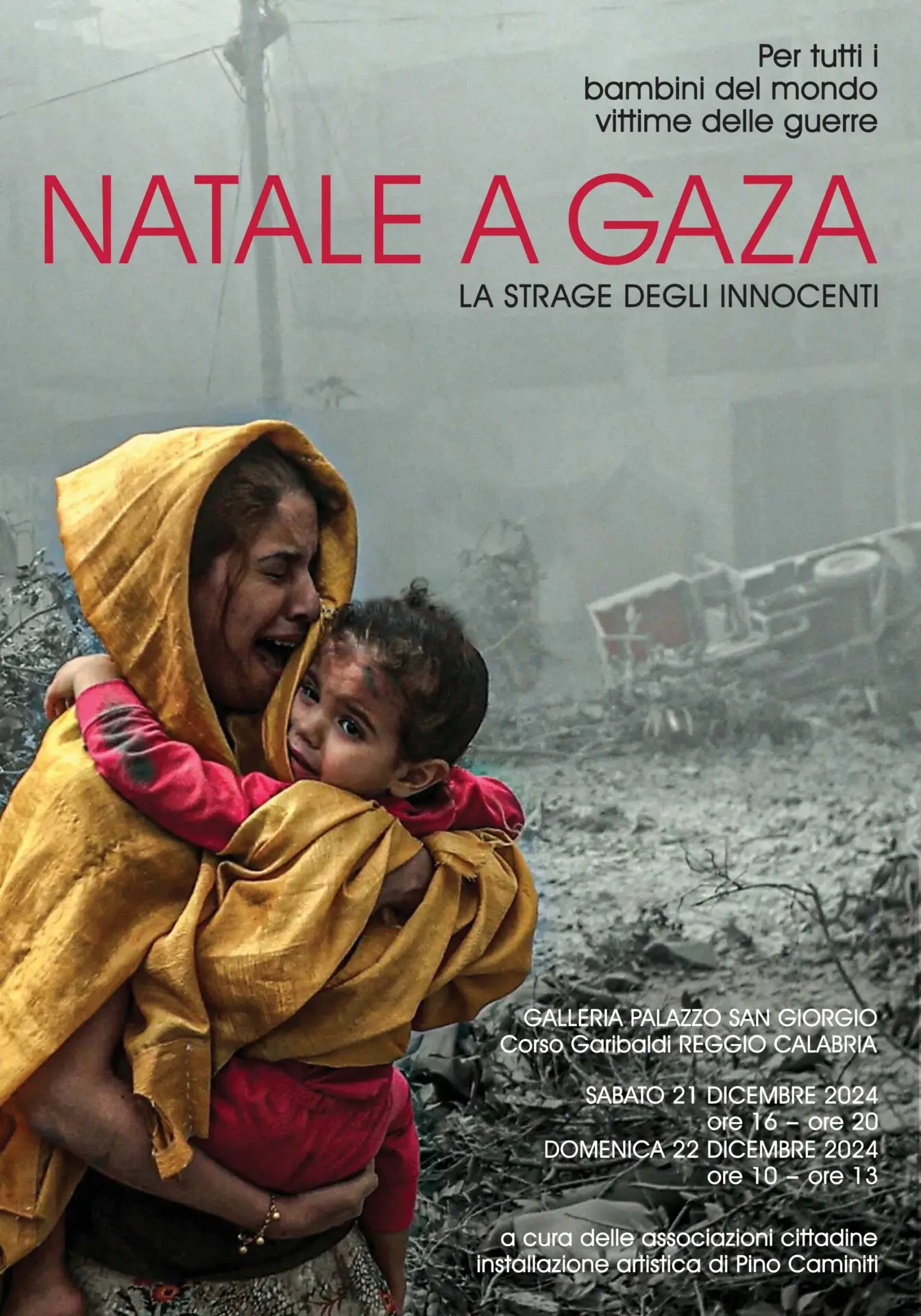 \"Natale a Gaza\", installazione artistica di Pino Caminiti nella Galleria di Palazzo San Giorgio