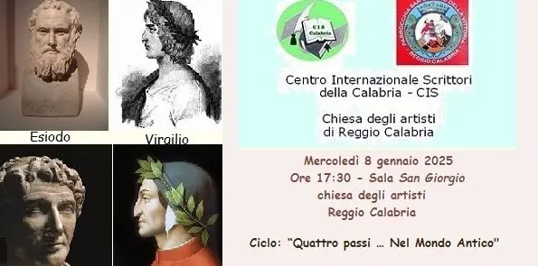 Reggio, il Cis della Calabria promuove l'incontro \"Il tempo mitico dell’età dell’oro: Esiodo, Virgilio, Orazio, Ovidio, Dante\"
