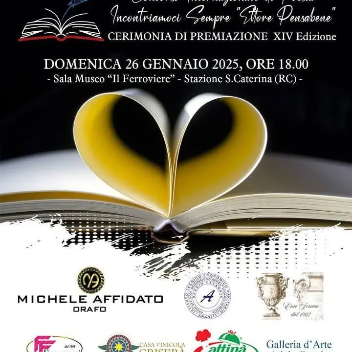 Il 26 gennaio la cerimonia di premiazione del Premio Internazionale di Poesia Incontriamoci Sempre \"Ettore Pensabene\"