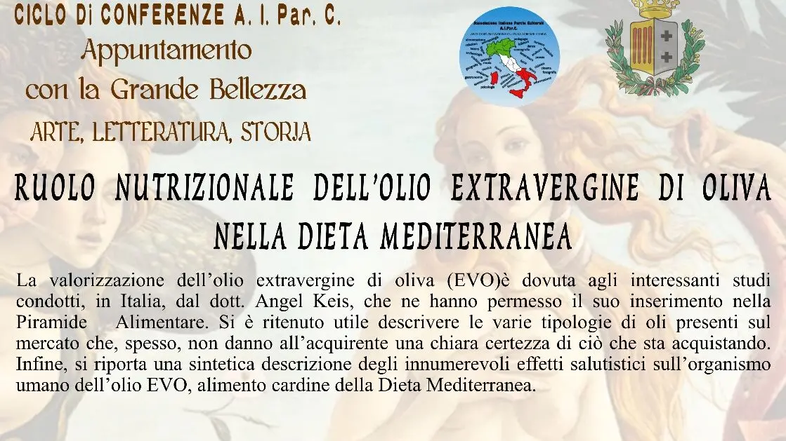 Appuntamento a Palazzo Alvaro con la conferenza Aiparc: \"Ruolo nutrizionale dell'olio extravergine di oliva nella dieta mediterranea\"