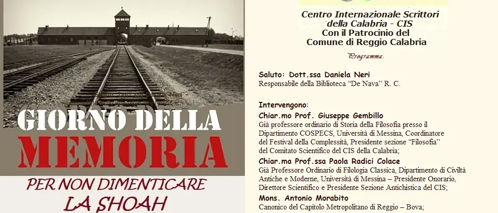 Reggio, il Cis della Calabria promuove la tavola rotonda: \"Giorno della memoria 2025, per non dimenticare la Shoah\"