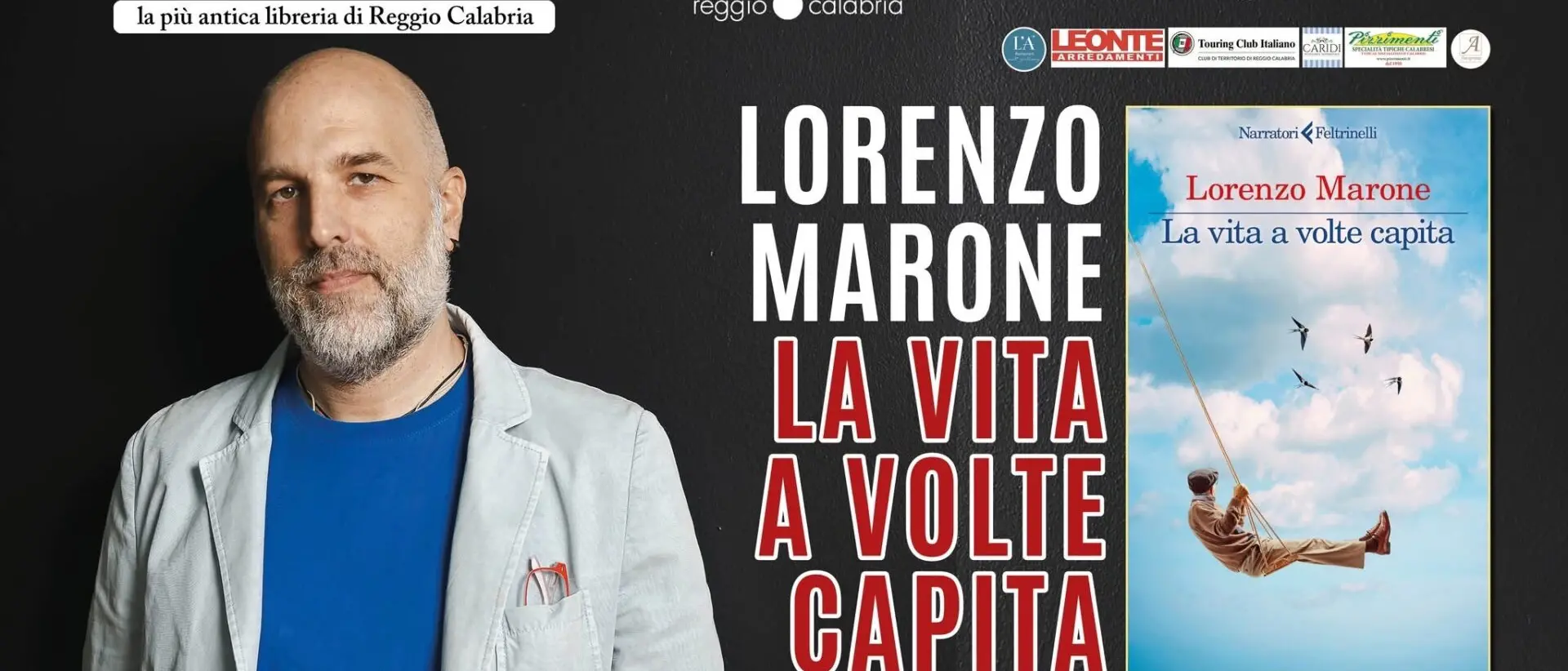 Reggio, lo scrittore Lorenzo Marone presenta il libro \"La vita a volte capita\"