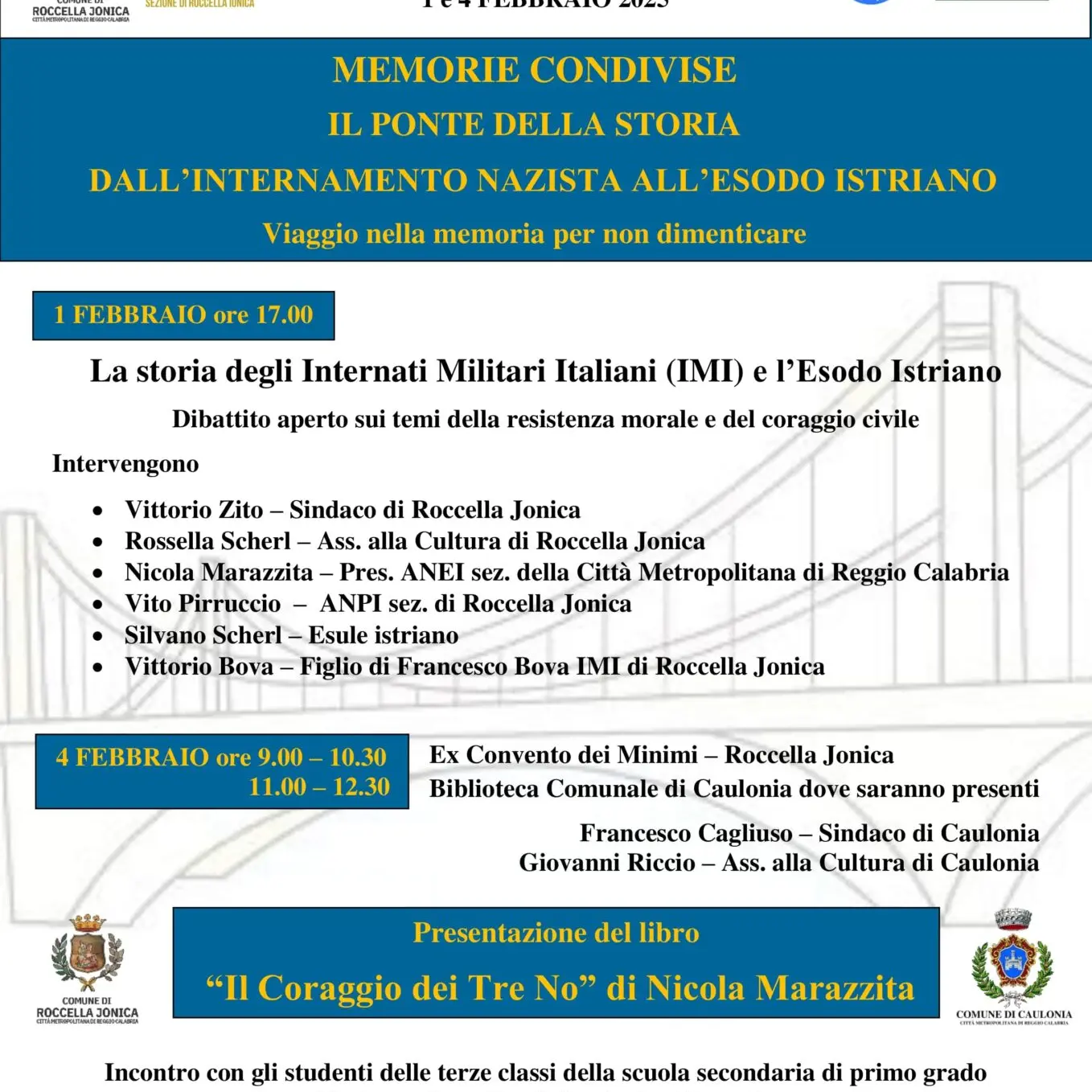 A Roccella l'iniziativa \"Memorie condivise. Il ponte della Storia – Dall’internamento nazista all’esodo istriano\"