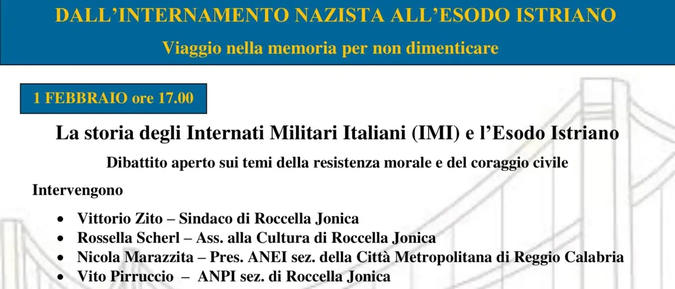 A Roccella l'iniziativa \"Memorie condivise. Il ponte della Storia – Dall’internamento nazista all’esodo istriano\"