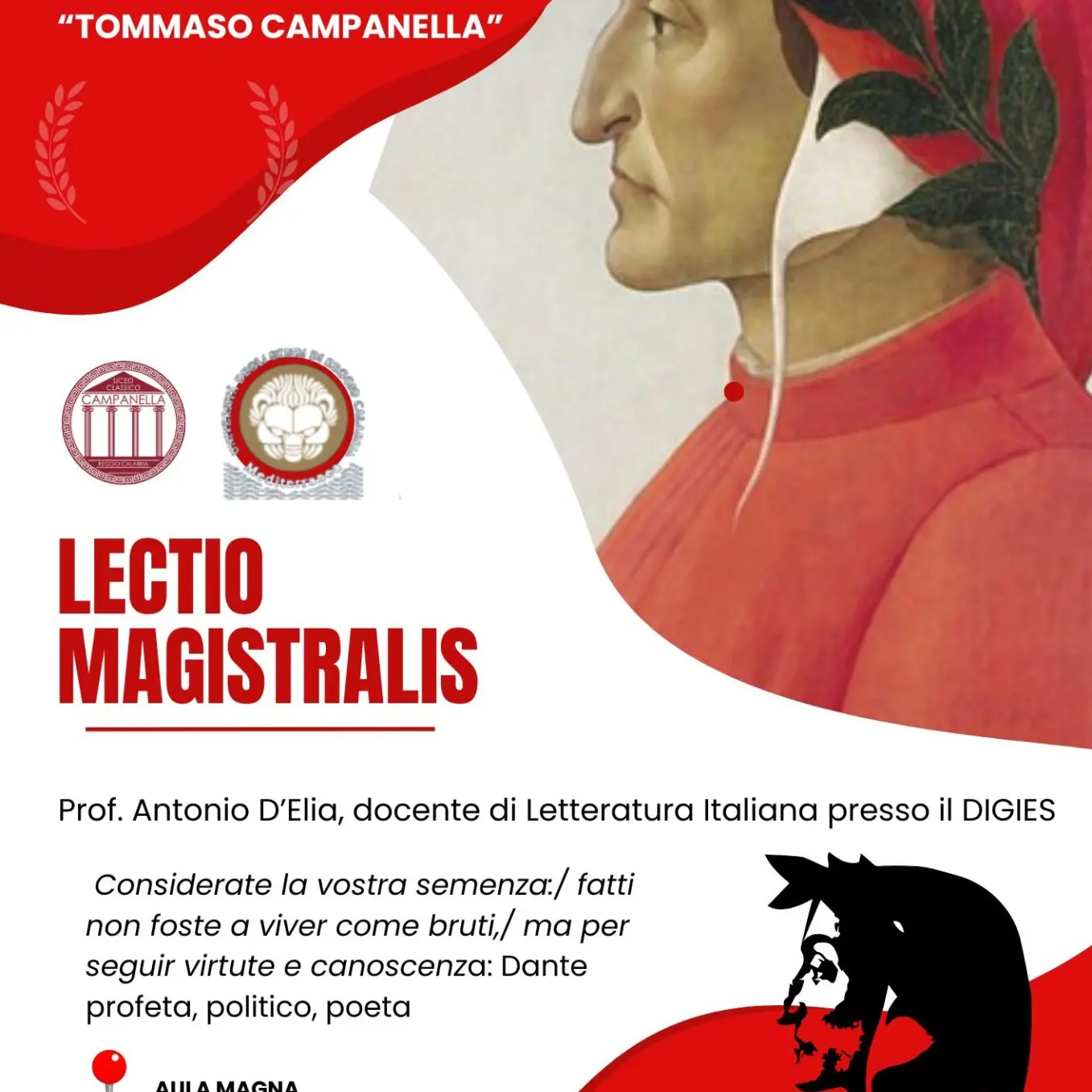 Reggio, Lectio Magistralis al Liceo classico \"T. Campanella\" sulla Divina Commedia