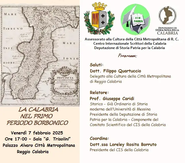 Reggio, il Cis della Calabria promuove l'incontro \"La Calabria nel primo periodo Borbonico\"