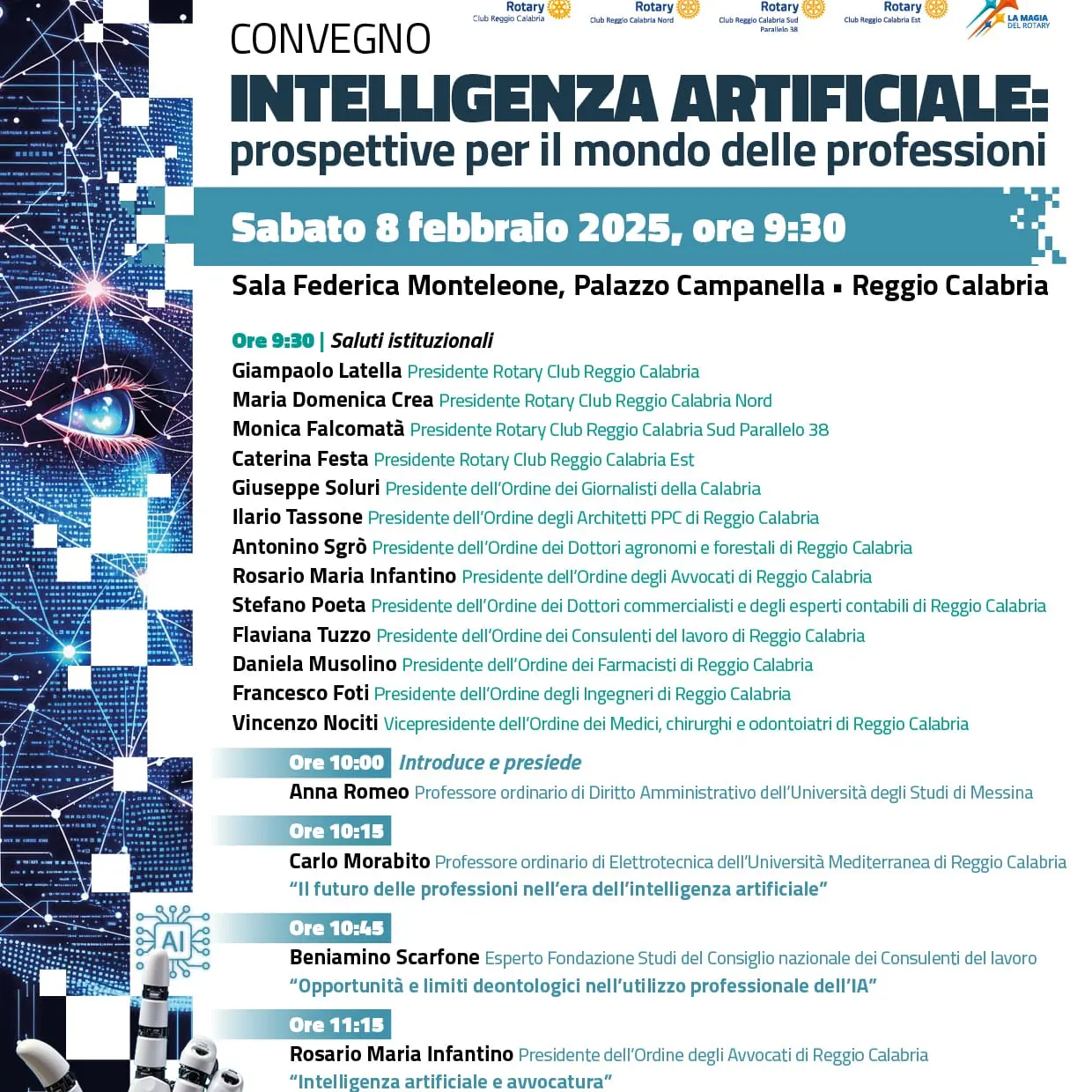 Reggio, sabato 8 febbraio convegno del Rotary a Palazzo Campanella