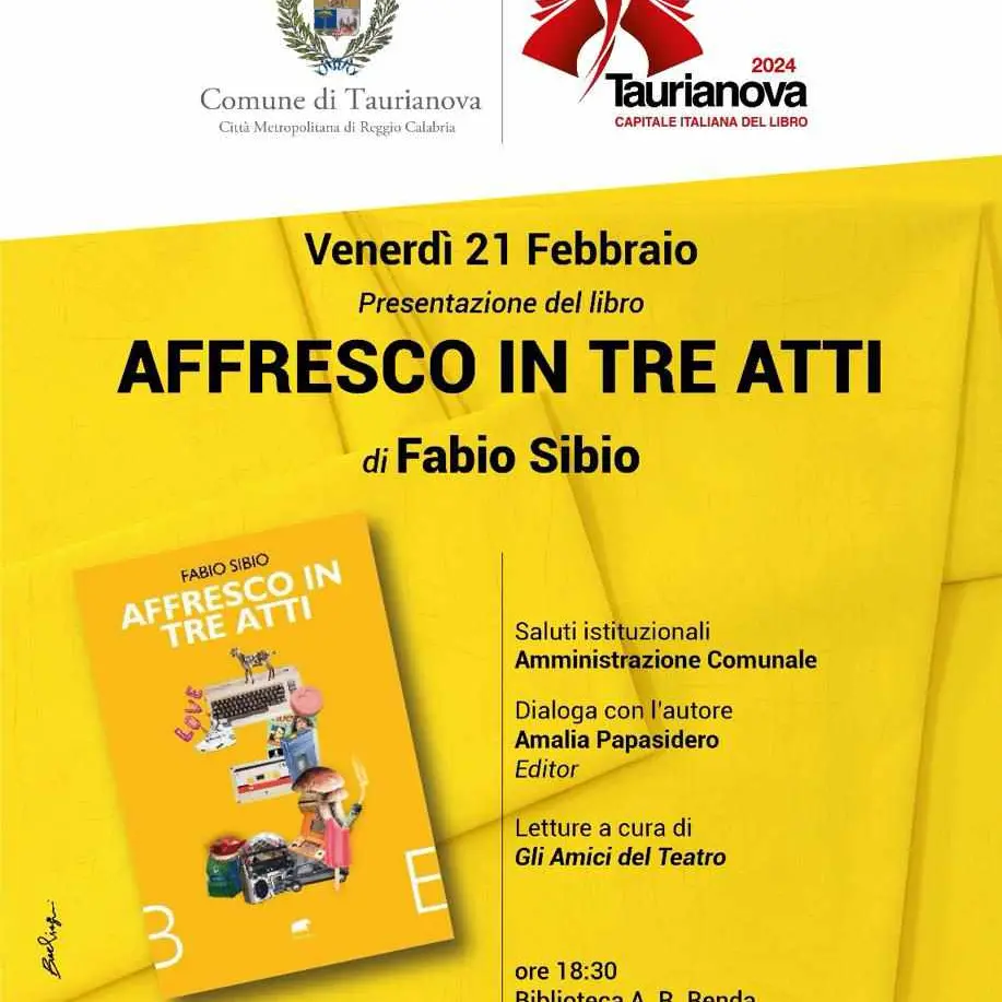 A Taurianova la presentazione di “Affresco in tre atti”, il nuovo libro di Fabio Sibio