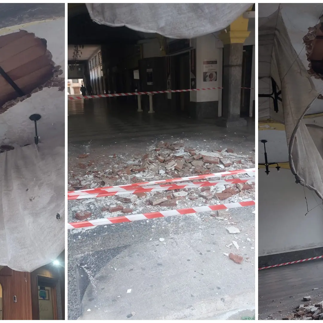 Gioia Tauro, spavento per il cospicuo crollo di mattoni della galleria del centro