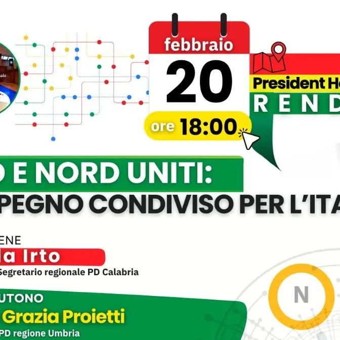 Il PD in Calabria con l'appuntamento \"Sud e Nord Uniti: l’impegno condiviso per l’Italia\"