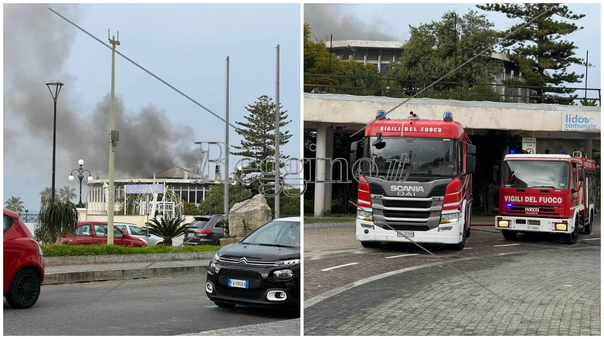 Incendio al lido comunale, a fuoco Torre Nervi: carabinieri sulle tracce di due presunti autori - FOTO e VIDEO | LIVE