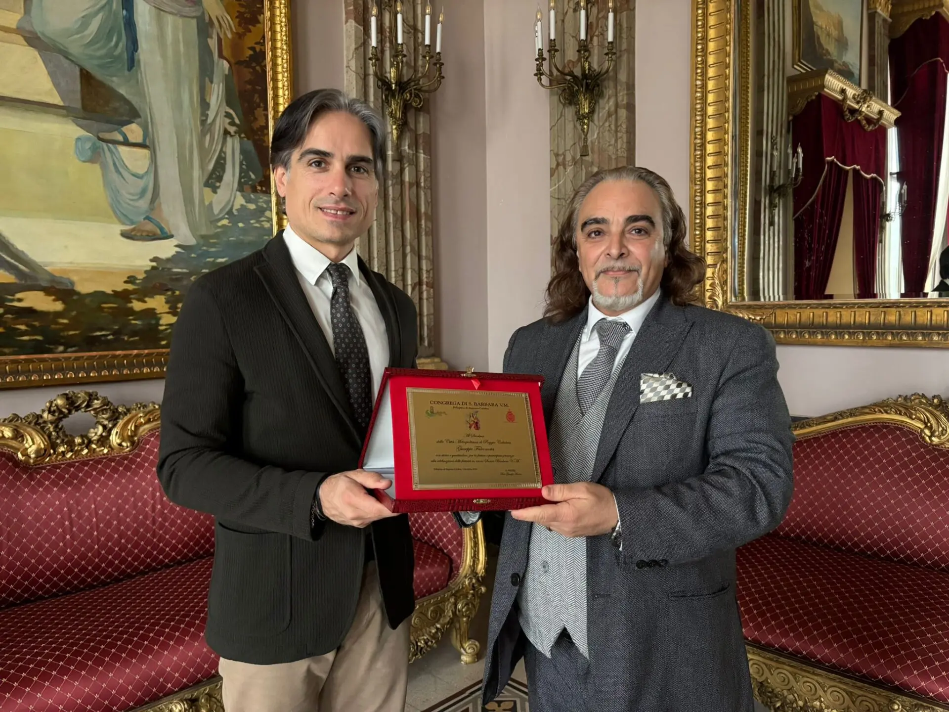 Reggio, a Palazzo Alvaro l'omaggio della Congrega di Santa Barbara di Pellegrina di Bagnara