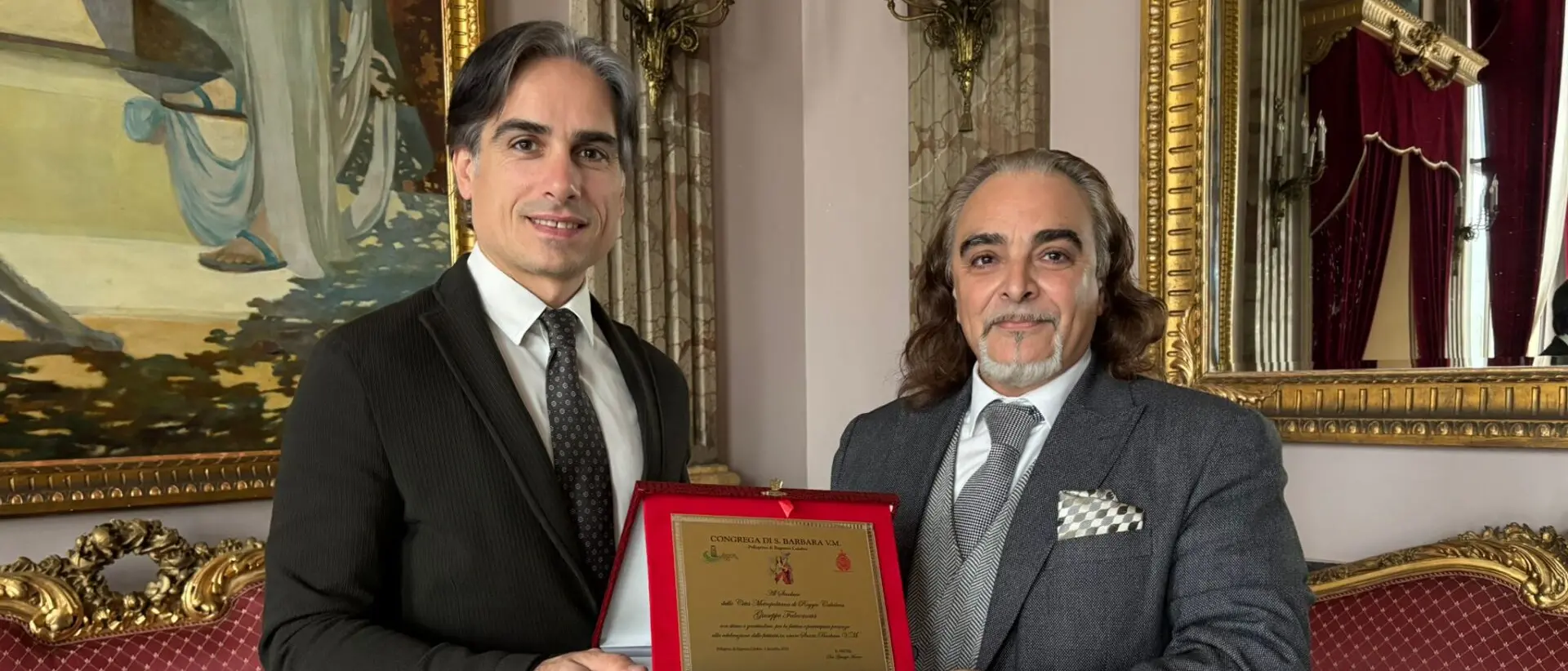 Reggio, a Palazzo Alvaro l'omaggio della Congrega di Santa Barbara di Pellegrina di Bagnara