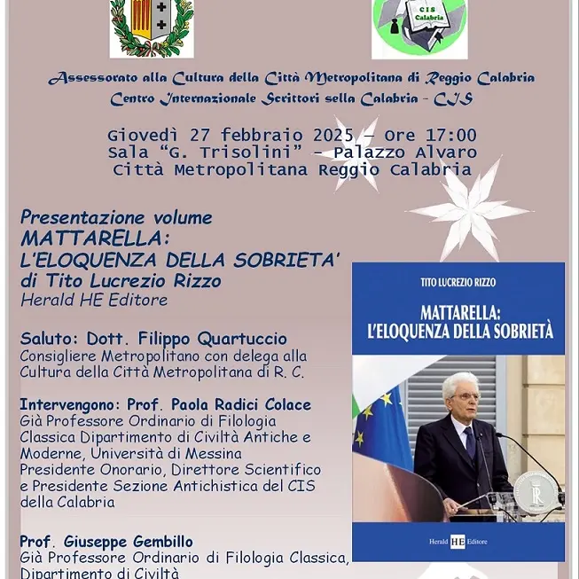 Reggio, presentazione del volume “Mattarella: l’eloquenza della sobrietà”