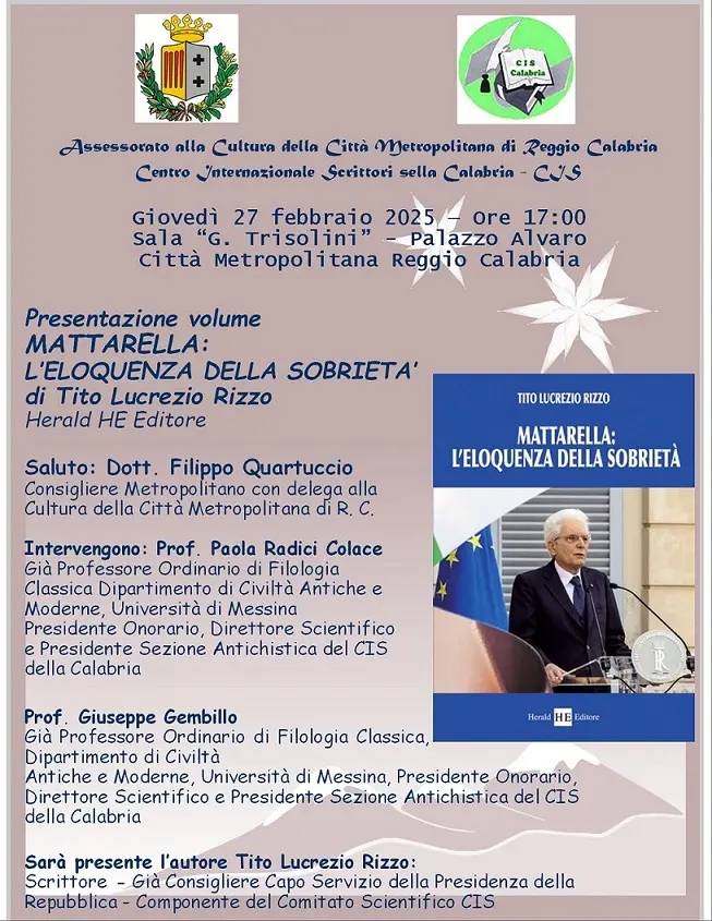 Reggio, presentazione del volume “Mattarella: l’eloquenza della sobrietà”