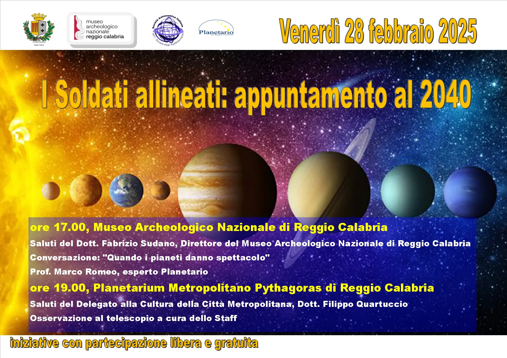 Reggio, al Planetarium Pythagoras conferenza sull'allineamento planetario