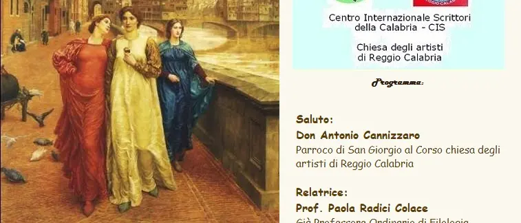 Reggio, il Cis della Calabria promuove l'incontro “Le donne nella Divina Commedia e il contesto culturale del Trecento”