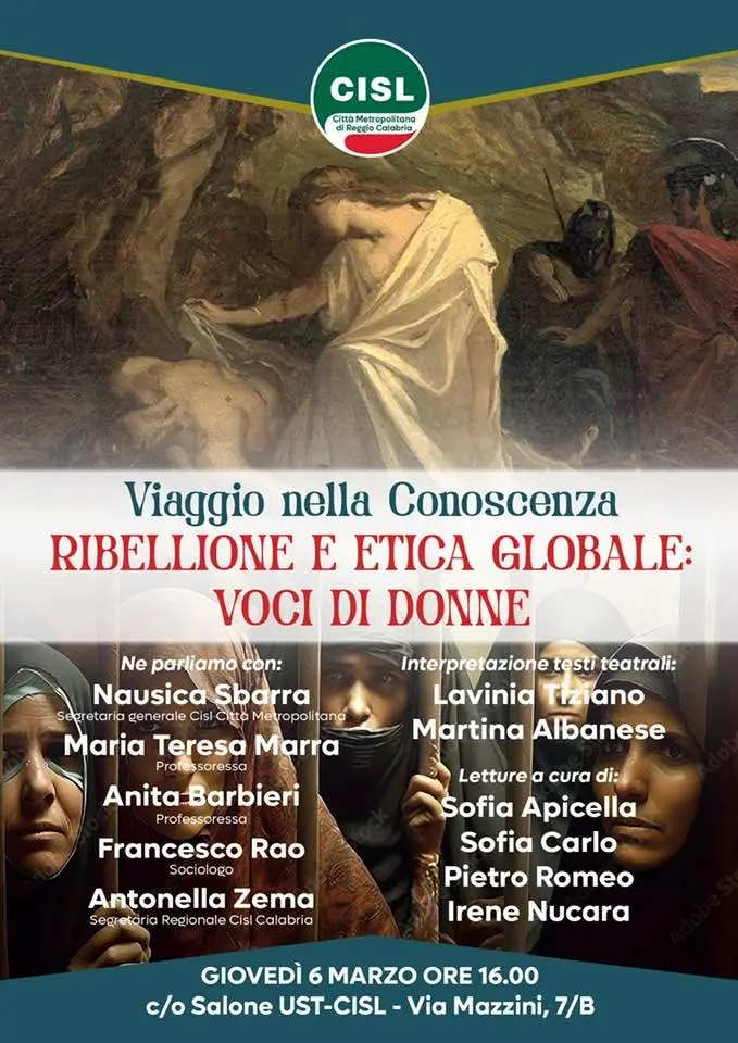 Reggio, il 6 marzo incontro dal tema “Ribellione ed etica globale: voci di donne”