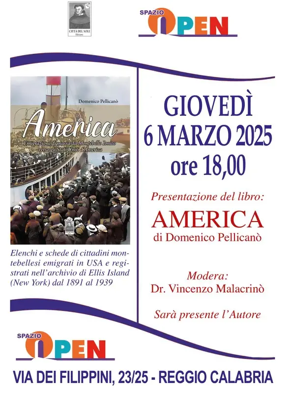 Reggio, la presentazione del libro \"America\" di Domenico Pellicanó