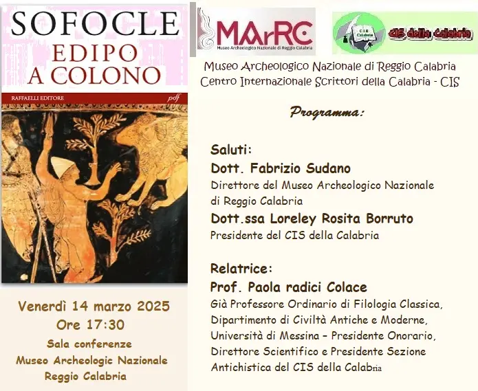 Reggio, venerdì la conferenza dal tema \"Edipo a Colono”