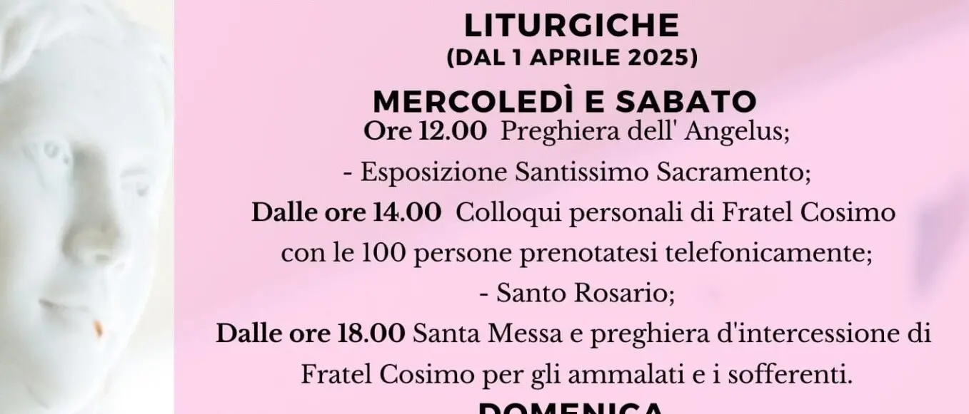 Il programma liturgico del Santuario giubilare della Vergine Immacolata Nostra Signora dello Scoglio