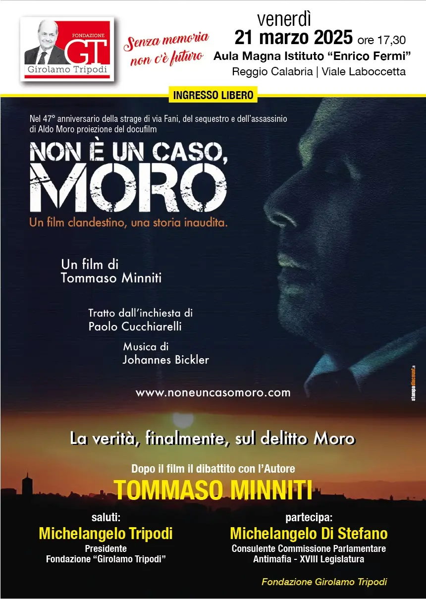 Reggio, proiezione del docufilm \"Non è un caso, Moro\"