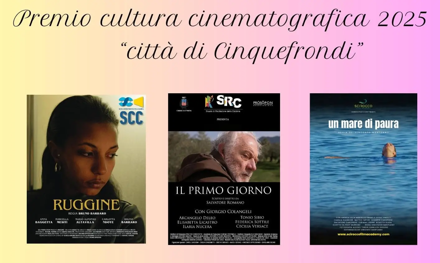 Cinquefrondi, venerdì la proiezione dei cortometraggi in gara per il Premio Cultura Cinematografica 2025