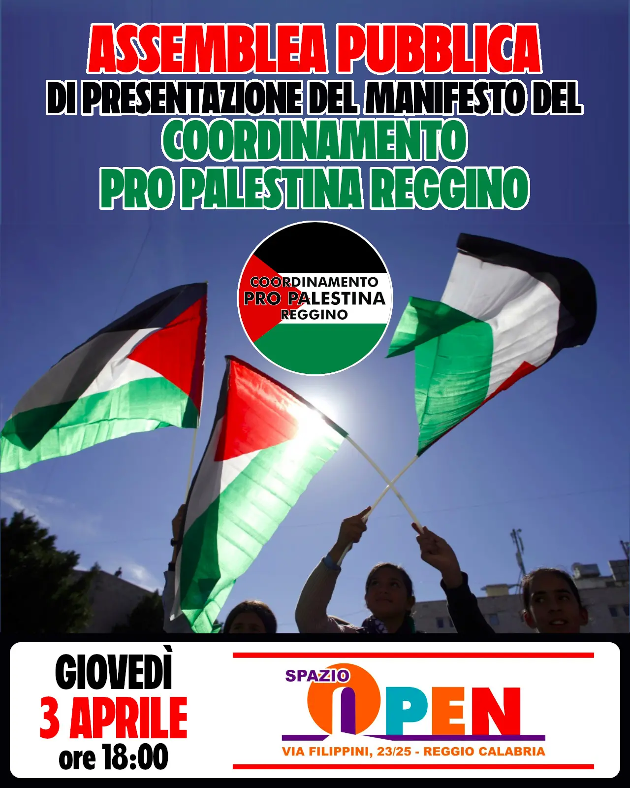 Nasce il Coordinamento reggino Pro Palestina: assemblea pubblica il 3 aprile