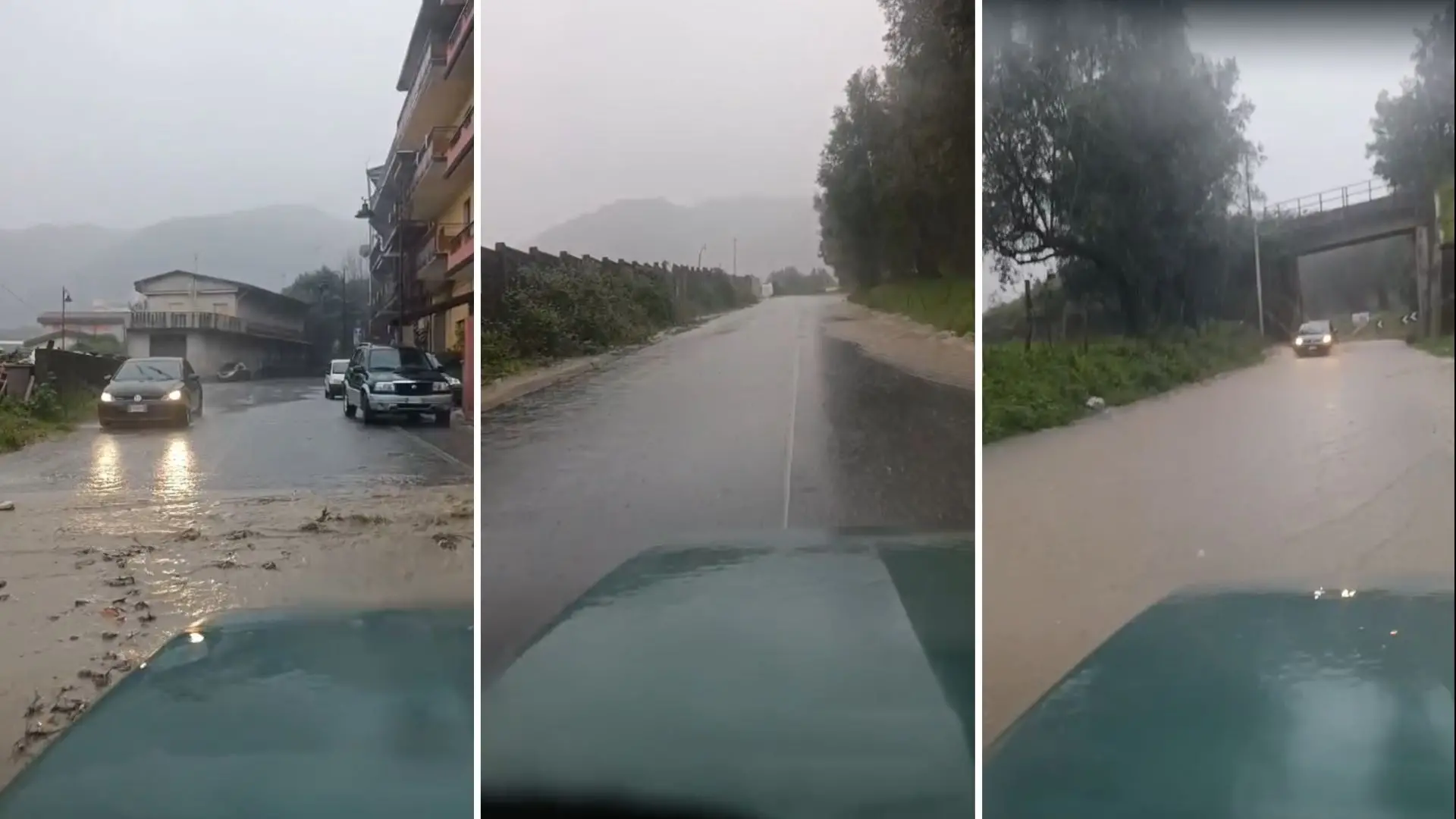 Violenti temporali nei comuni pre-aspromontani: strade allagate e rischio frane, uliveti secolari in pericolo
