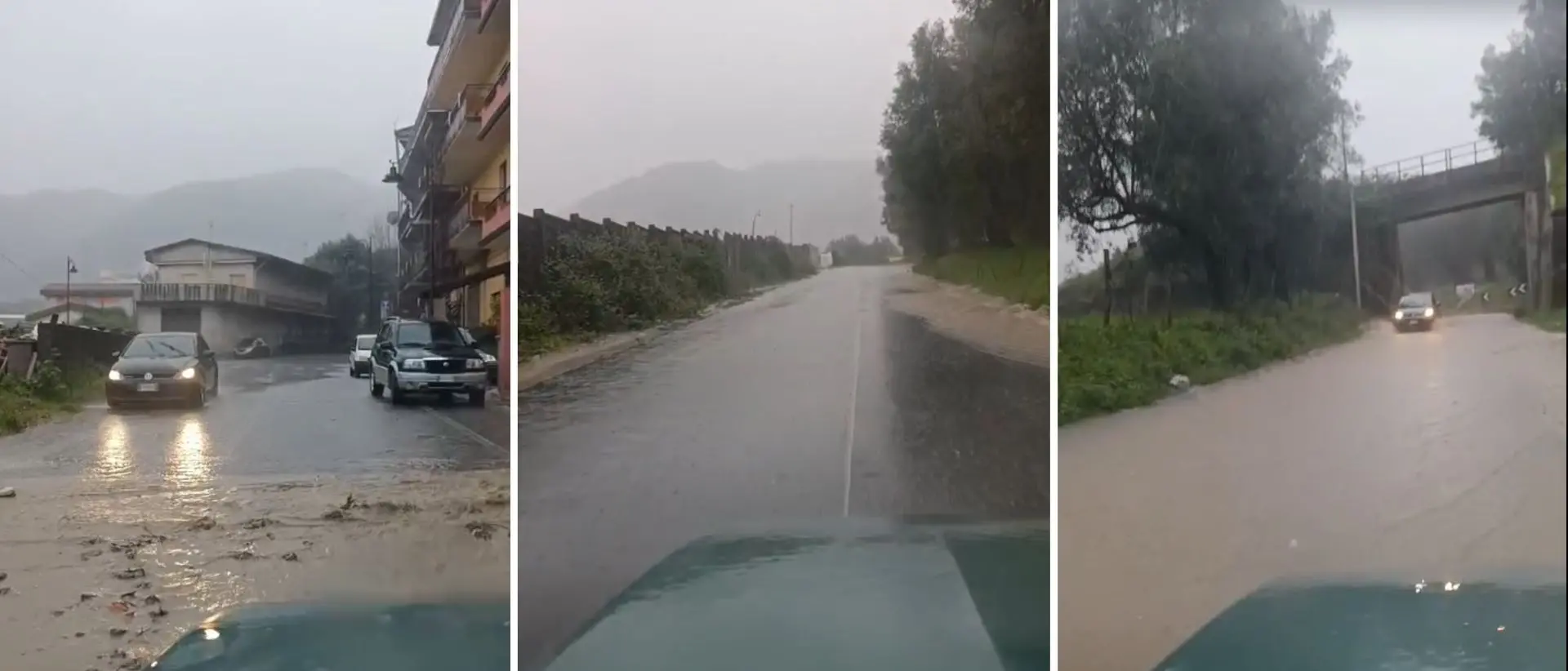 Violenti temporali nei comuni pre-aspromontani: strade allagate e rischio frane, uliveti secolari in pericolo