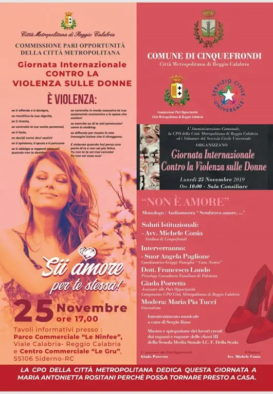 Giornata contro la violenza sulle donne, le iniziative in programma