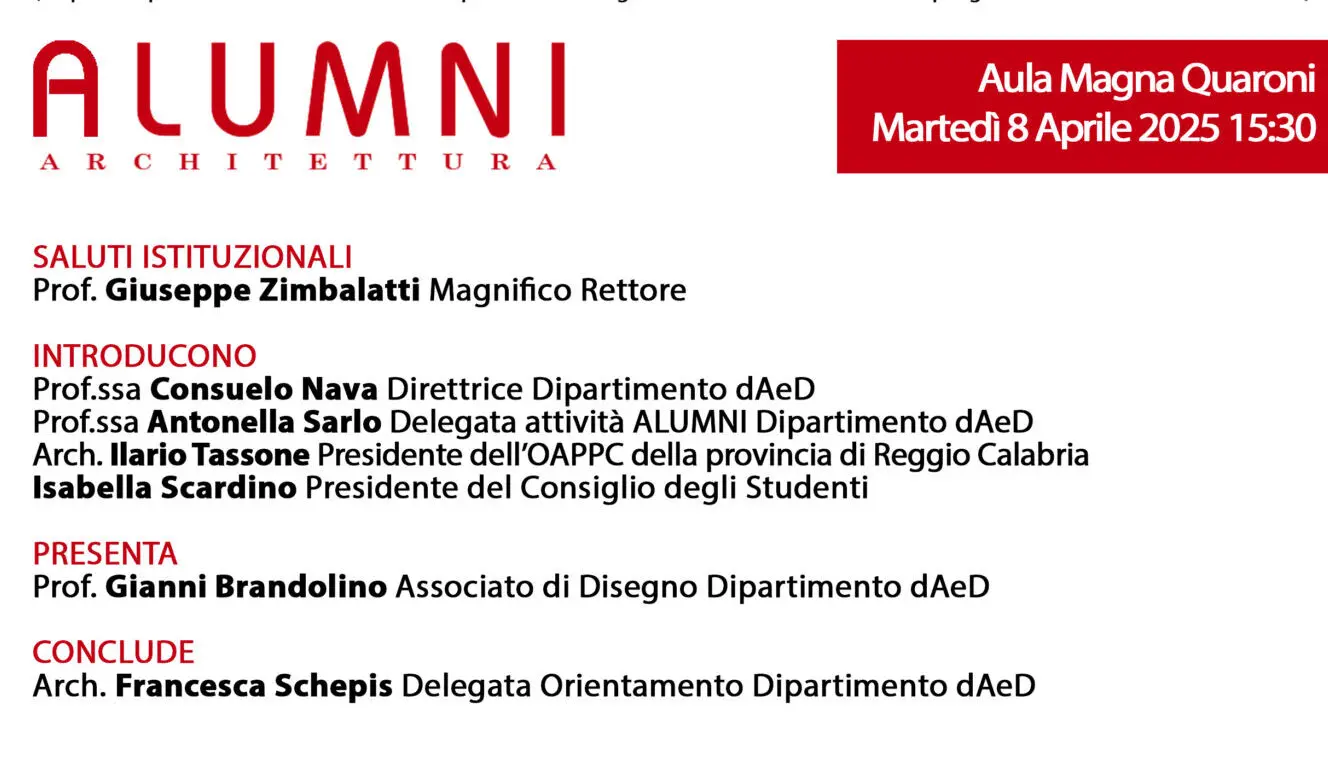 Reggio, al via il seminario \"Alumni Architettura\" presso la Mediterranea