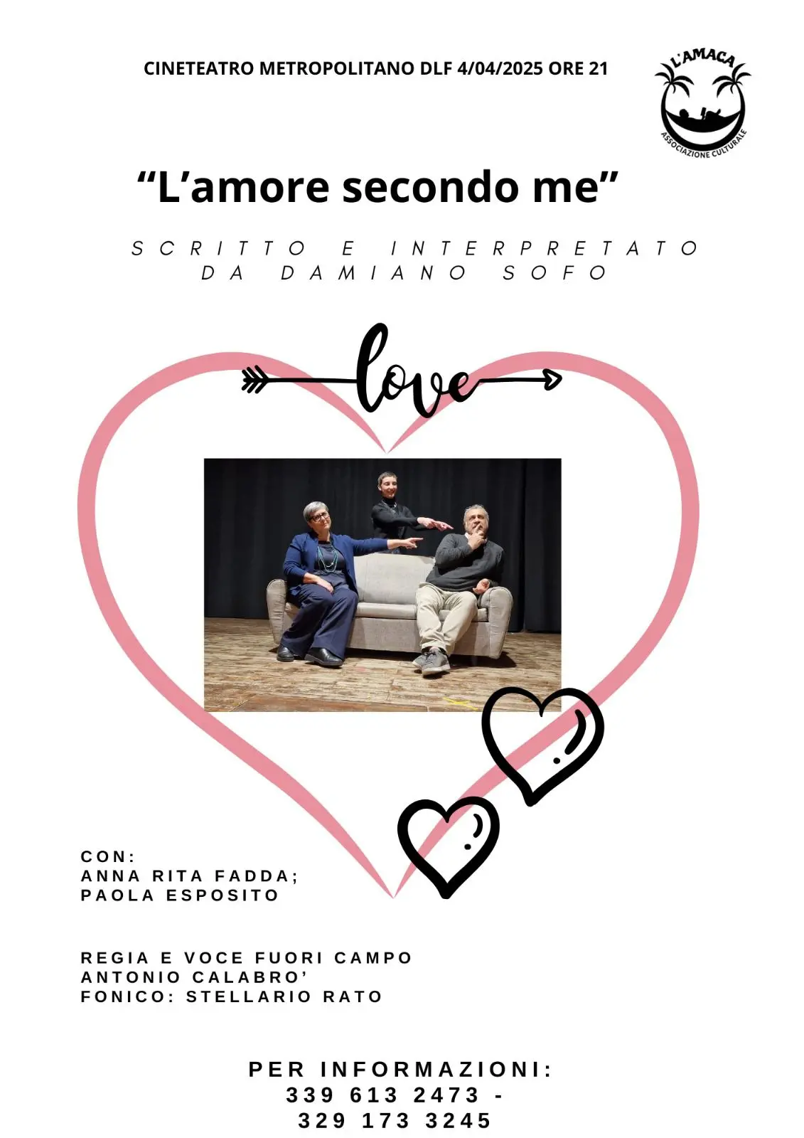 Reggio, al Cine Teatro Metropolitano la commedia \"L'amore secondo me\"